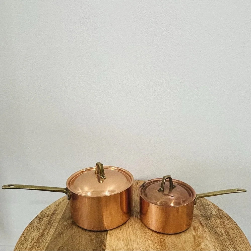 Paul Revere 1801 Limited Edition 1 & 2 Quart Copper Brass SS Sauce Pans W/Lid